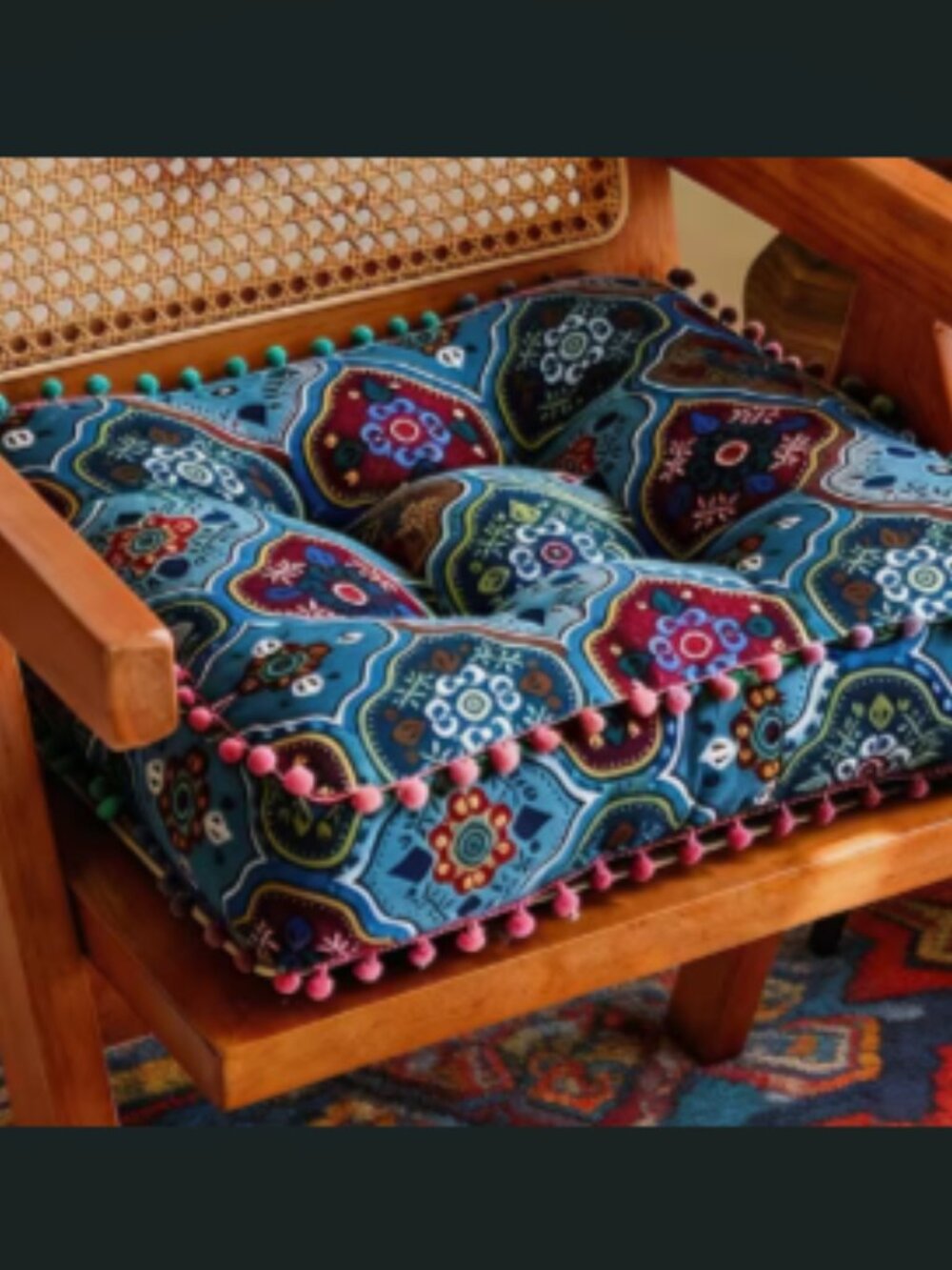 Blue Design Meditation Cushion